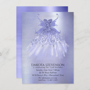 Fairy Wing Lavender Gown Purple Iridescent Sheen Invitation