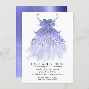 Fairy Wing Lavender Gown Purple Iridescent Sheen Invitation