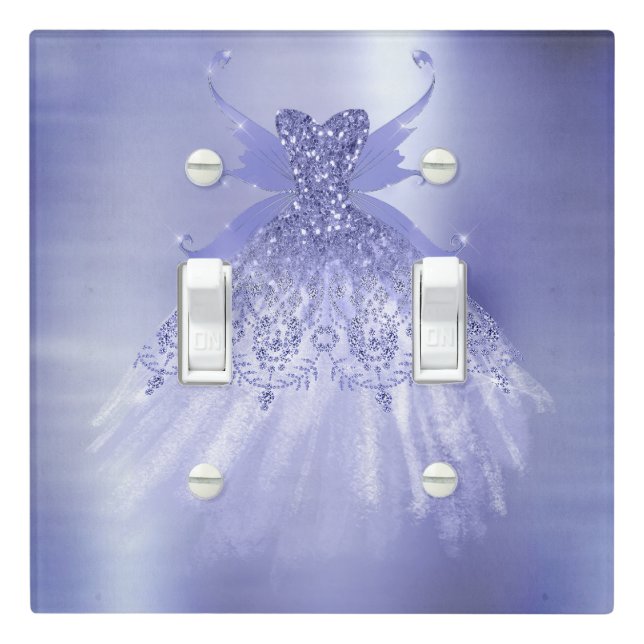 Fairy Wing Lavender Gown | Purple Iridescent Sheen Light Switch Cover (In Situ)