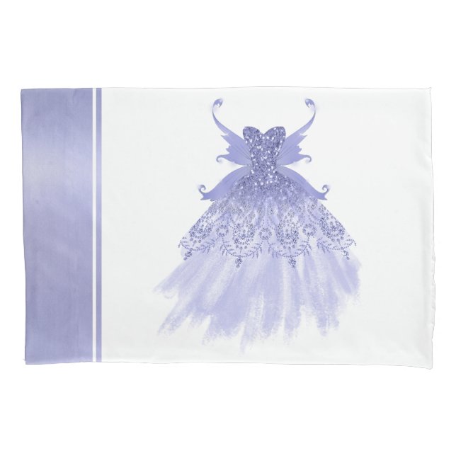 Fairy Wing Lavender Gown | Purple Iridescent Sheen Pillow Case (Front)