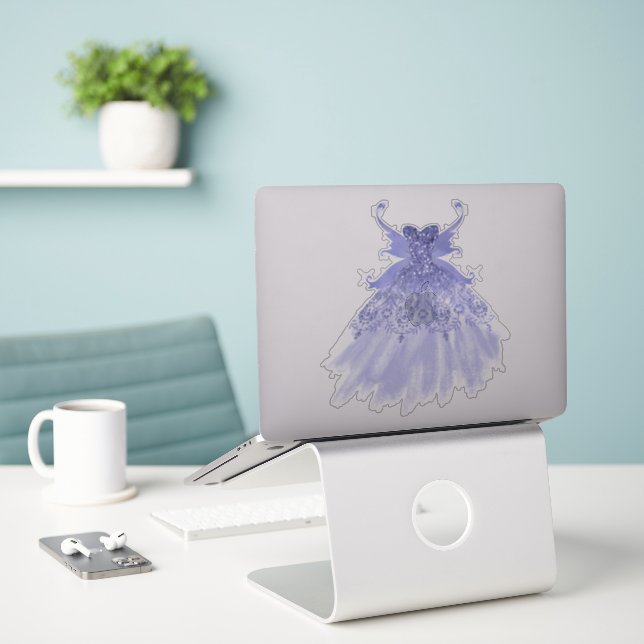 Fairy Wing Lavender Gown | Purple Iridescent Sheen Sticker (Laptop On Desk)