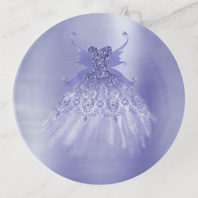 Fairy Wing Lavender Gown | Purple Iridescent Sheen Trinket Tray (Front)