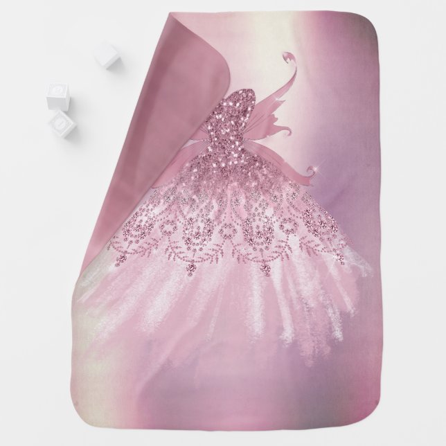Fairy Wing Mauve Gown | Luxurious Dusty Pink Sheen Baby Blanket (In Situ)