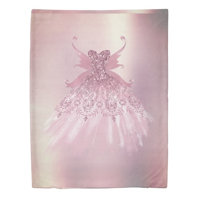 Fairy Wing Mauve Gown | Luxurious Dusty Pink Sheen Duvet Cover (Front)