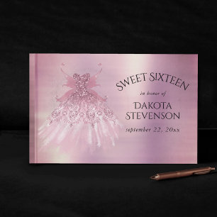 Fairy Wing Mauve Gown Luxurious Dusty Pink Sheen Guest Book