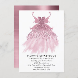 Fairy Wing Mauve Gown Luxurious Dusty Pink Sheen Invitation