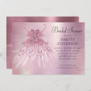 Fairy Wing Mauve Gown Luxurious Dusty Pink Sheen Invitation