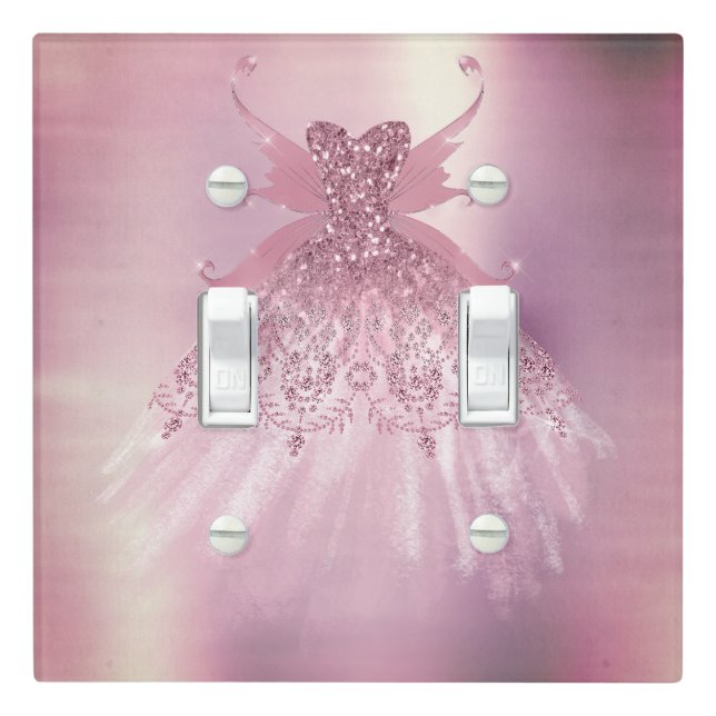 Fairy Wing Mauve Gown | Luxurious Dusty Pink Sheen Light Switch Cover (In Situ)
