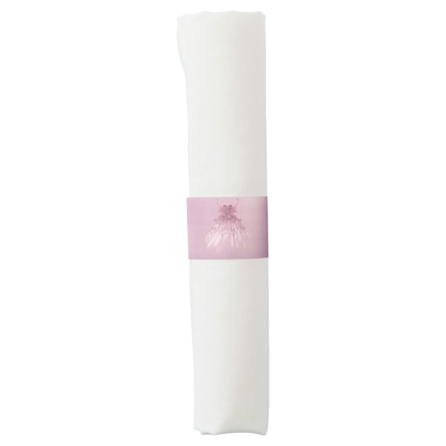 Fairy Wing Mauve Gown | Luxurious Dusty Pink Sheen Napkin Bands (Front)
