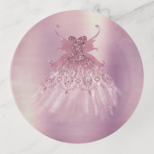Fairy Wing Mauve Gown Luxurious Dusty Pink Sheen Trinket Tray