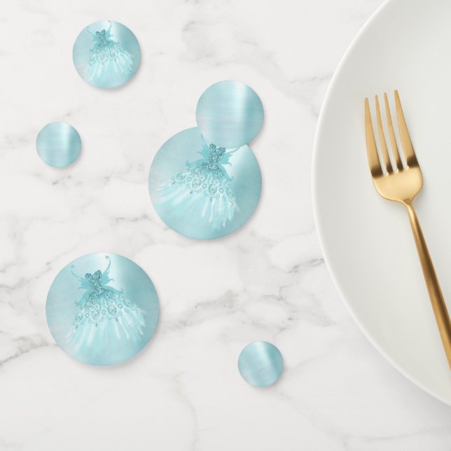 Fairy Wing Mint Gown | Luxe Pearl Green Aqua Sheen Confetti (Group)