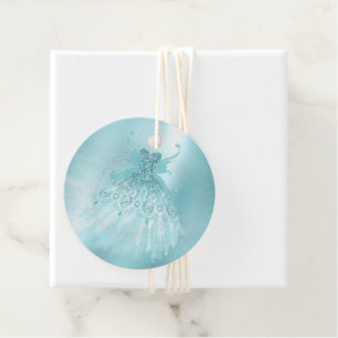 Fairy Wing Mint Gown   Luxe Pearl Green Aqua Sheen Favor Tags