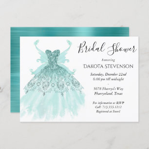 Fairy Wing Mint Gown Luxe Pearl Green Aqua Sheen Invitation