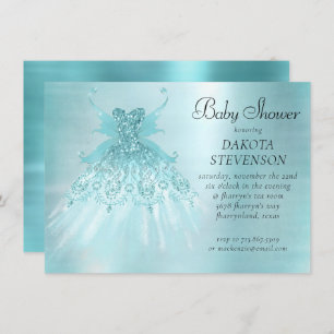 Fairy Wing Mint Gown Luxe Pearl Green Aqua Sheen Invitation