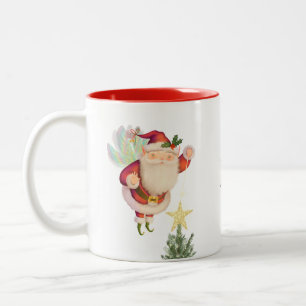 Fairy Wing Santa Two-Tone Personalize Coffee Mug