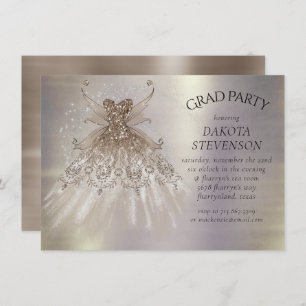 Fairy Wing Taupe Gown Champagne Elegant Sheen Invitation