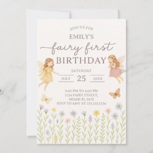 Fairy Wings First Birthday Invitation