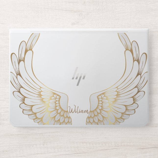 Fairy Wings Stylish Monogram | Modern Script HP Laptop Skin (Front)