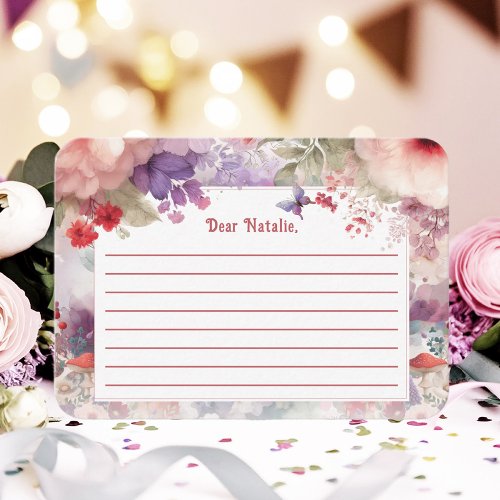 Fairy Wishes Time Capsule First Birthday Party Note Card