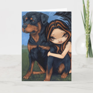"Fairy with a Rottweiler" Greeting Card