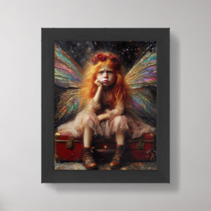 Fairy With An Attitude Sits on Vintage Suitcase Framed Art