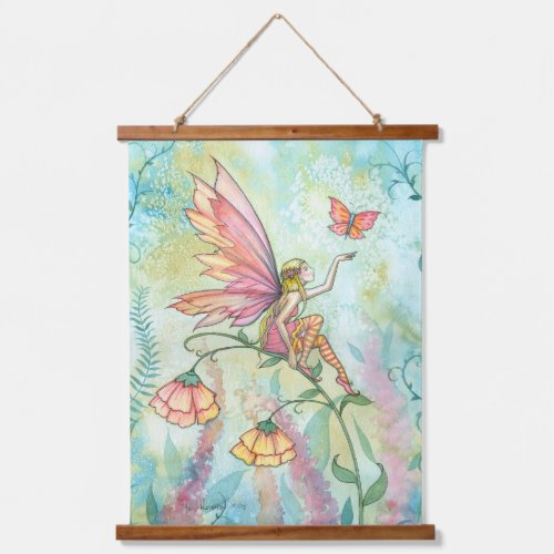 Fairy with Butterfly Fantasy Illustration Art Hanging Tapestry