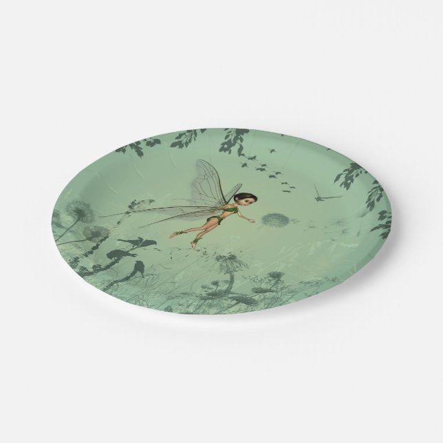 Fairy with dandelion paper plates (Angled)