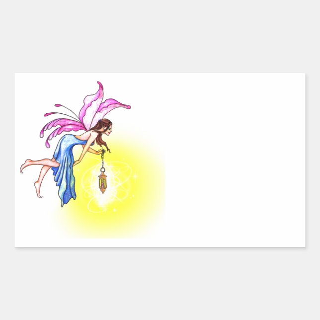 Fairy with Lantern Rectangular Sticker (Front)