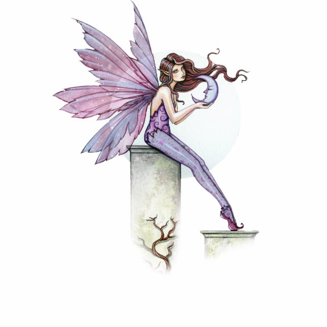 Fairy with Little Moon Sculpture Ornament (Front)