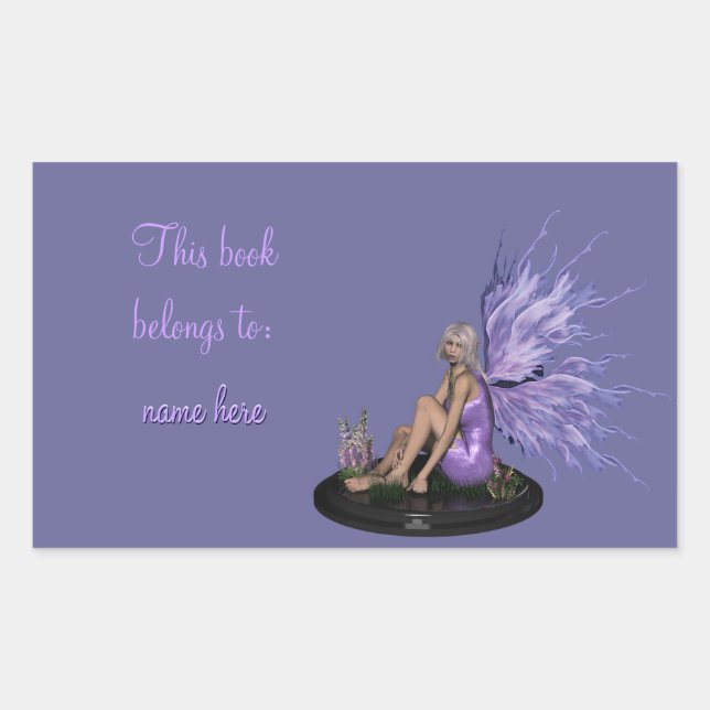 Fairy with mutli-colour purple wings Bookplate (Front)