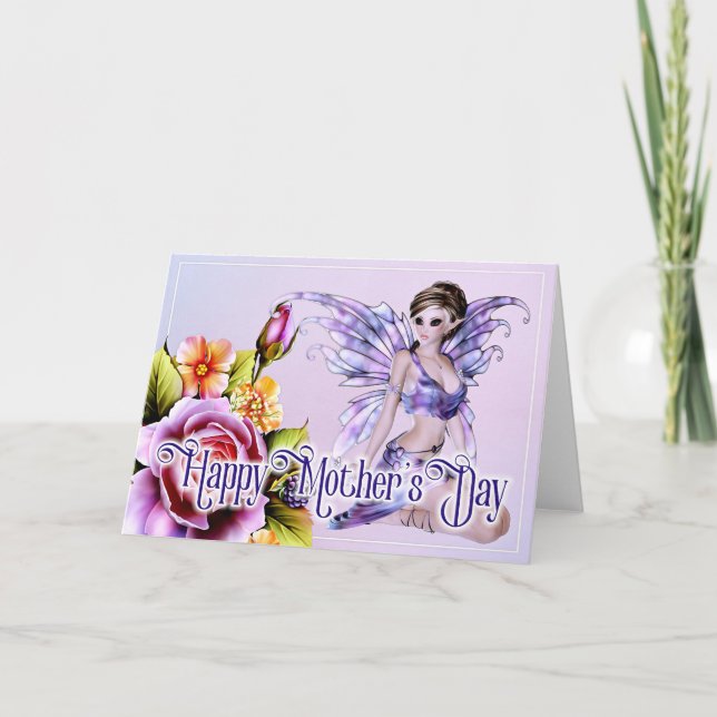 Fairy with Roses - Fantasy Mother's Day Card (Front)