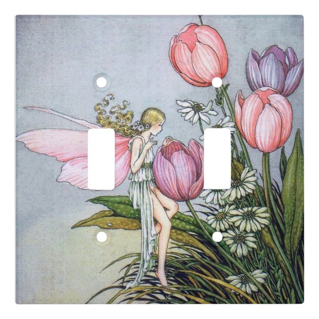 Fairy with Tulips Light Switch Cover (Front)