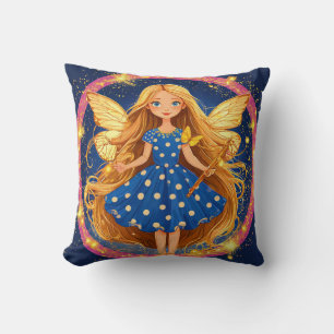 Fairy with Wand Decorative Glitter Fantasy Gift Throw Pillow