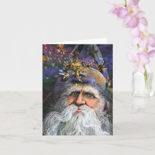 Fairy Wizard Fantasy Art Greeting Card (Orchid)