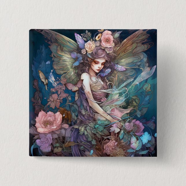 Fairy Woman Fantasy Art Button (Front)