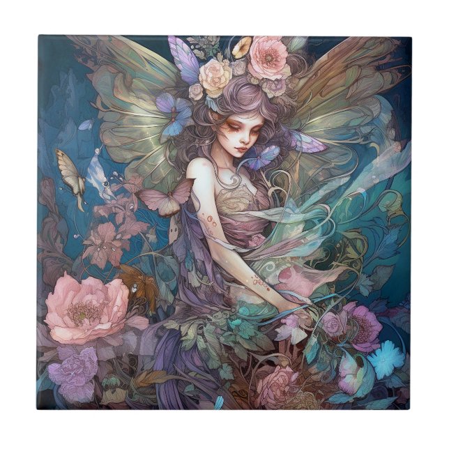 Fairy Woman Fantasy Art Ceramic Tile (Front)