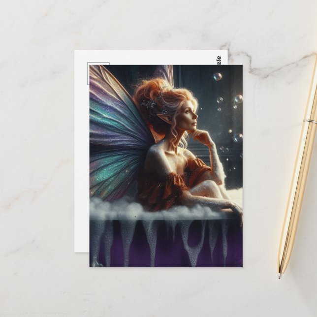 Fairy Woman in a Bathtub Postcard (Front/Back In Situ)