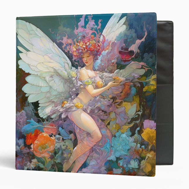 Fairy Woman In Flowers Fantasy Art 3 Ring Binder (Front/Inside)
