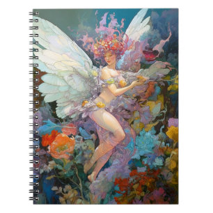 Fairy Woman In Flowers Fantasy Art Notebook