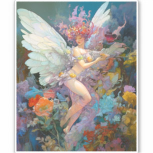 Fairy Woman In Flowers Fantasy Art Sticker