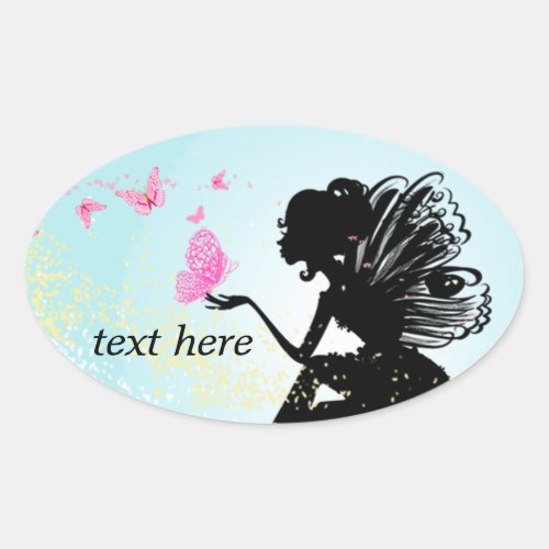 fairy women  butterfly fairy oval sticker