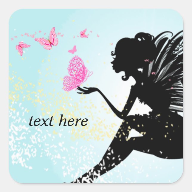 fairy women , butterfly fairy square sticker (Front)