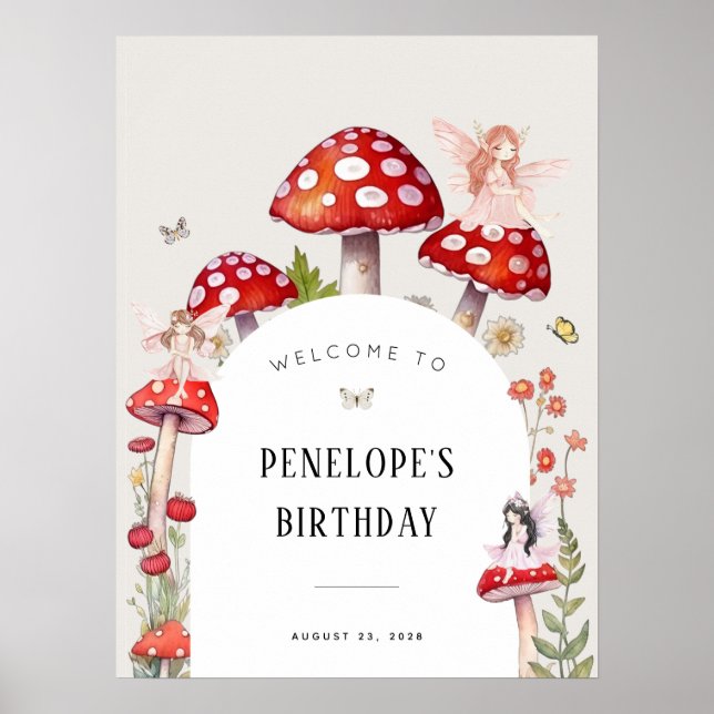 Fairy Woodland Birthday Welcome Poster (Front)