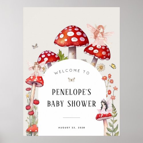 Fairy Woodland Cottage Baby Shower Welcome Poster