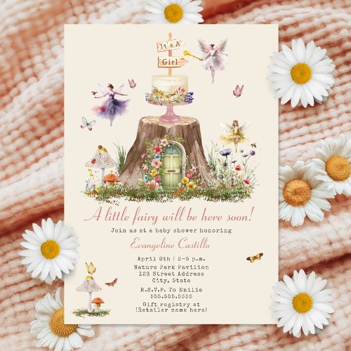 Fairy Woodland Girl Baby Shower Invitation