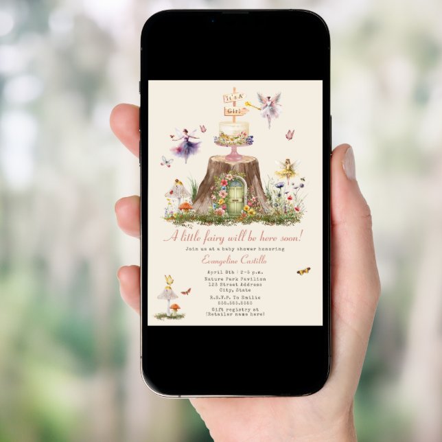Fairy Woodland Girl Baby Shower Invitation (Front Digital)