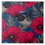 Fairy Wren And Poppies Ceramic Tile at Zazzle