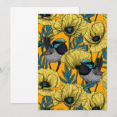 Fairy wren and poppies in yellow (Front/Back)