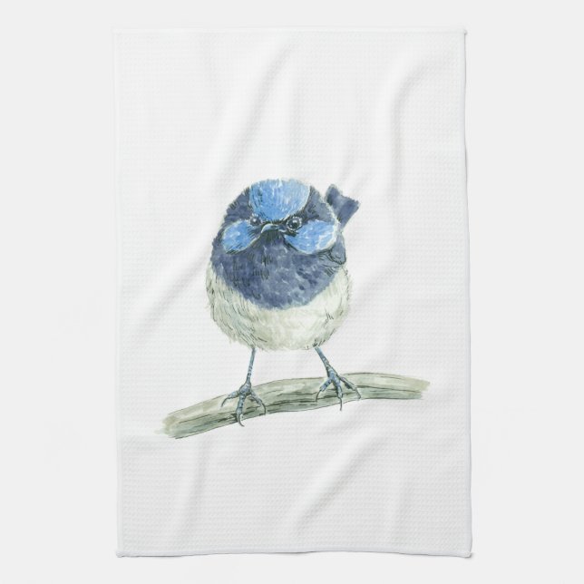 Fairy wren kitchen towel (Vertical)