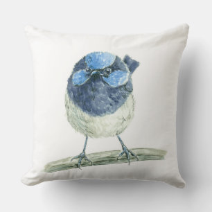 Fairy wren throw pillow